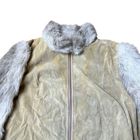 Vintage 60s Fur Sleeve Full Zip Jacket Women’s Medium - Picture 2 of 9